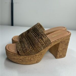 Seychelles Women's Applause Heeled Sandal Tan Bronze Size 8.5 EUC
